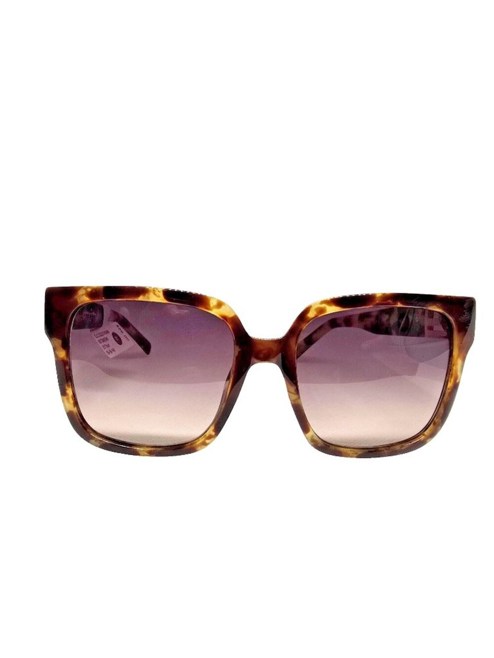 Tortoise Oversized Square Gradient‎ Sunglasses With Gold Logo Arms